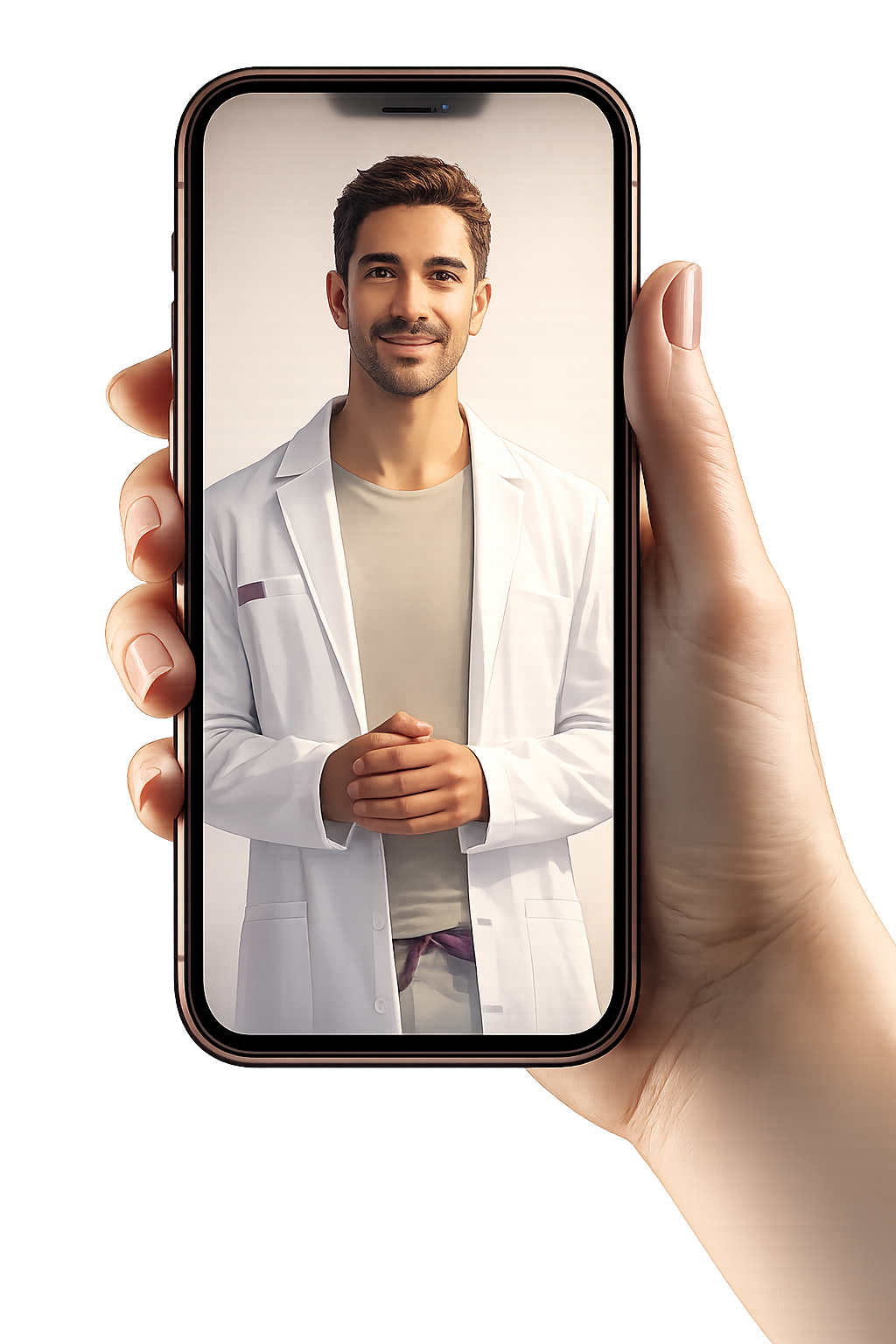 Médecin DoctorLife en téléconsultation depuis le téléphone